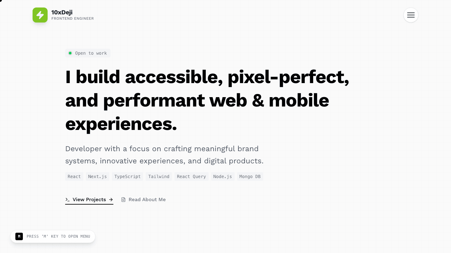 10xDeji — A portfolio & digital garden with interactive games.
